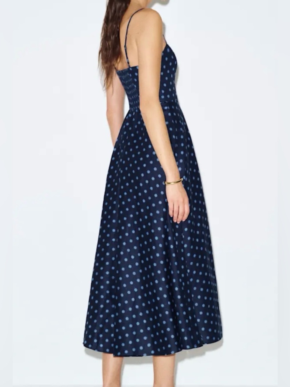 Reformation Monette Linen Dress Navy Polka Dot - Picture 13 of 14